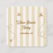 Cute Apiary Yellow Stripes スクエア名刺 (正面)