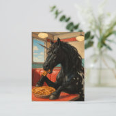 Cute Appaloosa Unicorn Eating Apple Pie ポストカード (スタンド正面)