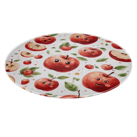 Cute Apple Faces  カッティングボード (角)