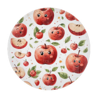 Cute Apple Faces カッティングボード