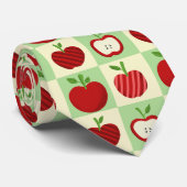 Cute Apple Pattern Green Fall Check Farmhouse ネクタイ (ロール)