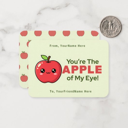 Cute Apple Valentine Classroom Note Card  ノートカード (正面/裏面インサイチュ)