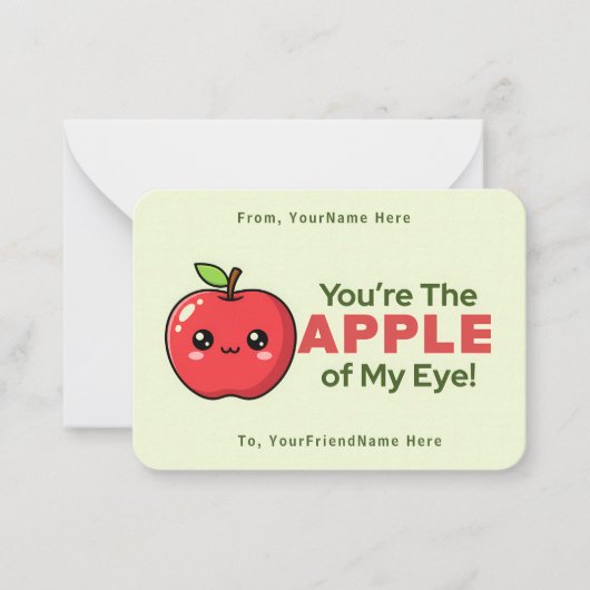 Cute Apple Valentine Classroom Note Card  ノートカード (正面)