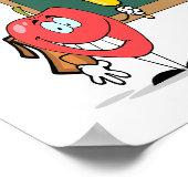 cute apple with back to school chalkboard cartoon ポスター (角)