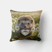 Cute April Hedgehog with Diamond Heart クッション (裏面)