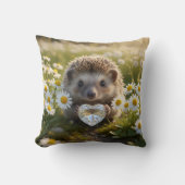 Cute April Hedgehog with Diamond Heart クッション (正面)