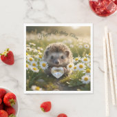 Cute April Hedgehog with Diamond Heart スタンダードランチョンナプキン (インサイチュ)