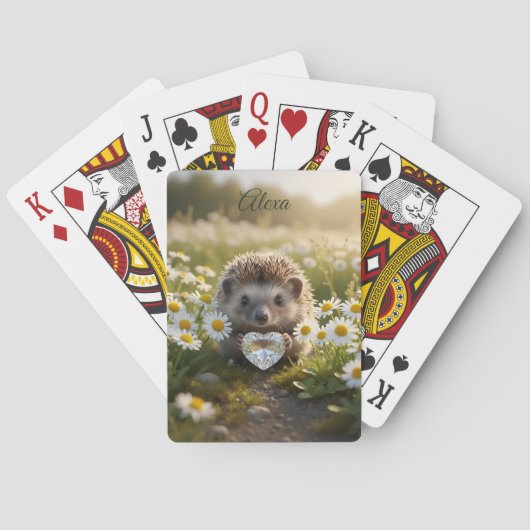 Cute April Hedgehog with Diamond Heart トランプ (裏面)