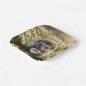 Cute April Hedgehog with Diamond Heart ペーパープレート (傾斜あり)