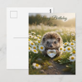 Cute April Hedgehog with Diamond Heart ポストカード (正面/裏面)