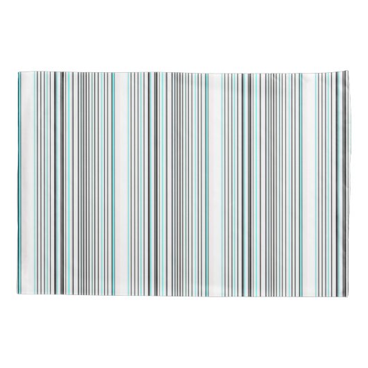 Cute aqua gray stripes 枕カバー (裏面-左)