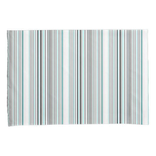 Cute aqua gray stripes 枕カバー (正面右)