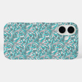 Cute aqua grey seamless floral pattern Case-Mate iPhoneケース (裏面 (横))