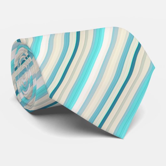 Cute aqua white stripes ネクタイ (ロール)