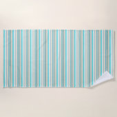 Cute aqua white stripes ビーチタオル (正面)
