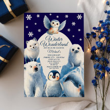 Cute Arctic Animals Blue Winter Kids Birthday 