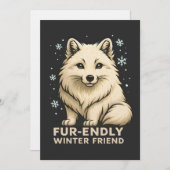 Cute Arctic Fox – “Fur-endly Winter Friend” 招待状 (正面/裏面)