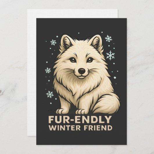 Cute Arctic Fox – “Fur-endly Winter Friend” 招待状 (正面/裏面)