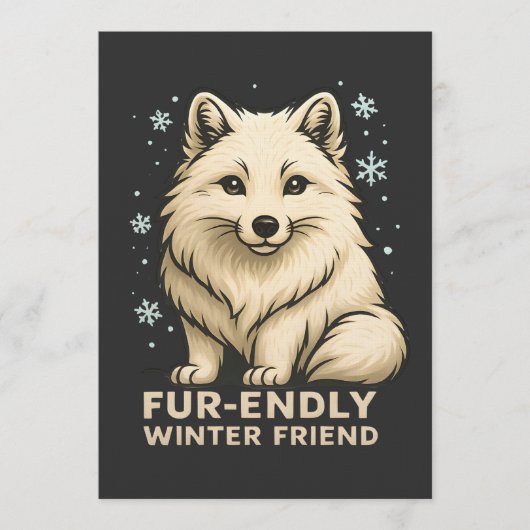 Cute Arctic Fox – “Fur-endly Winter Friend” 招待状 (正面)