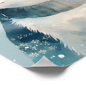 Cute Arctic Fox Nursery Wall Art Watercolor Poster ポスター (角)