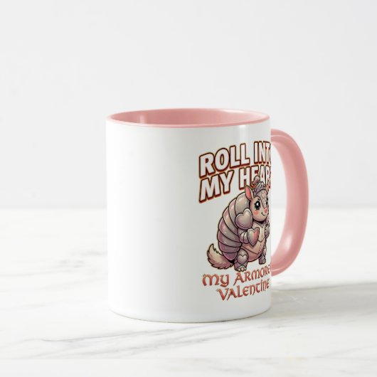 Cute Armadillo Knight Valentine–Roll Into My Heart マグカップ (正面右)
