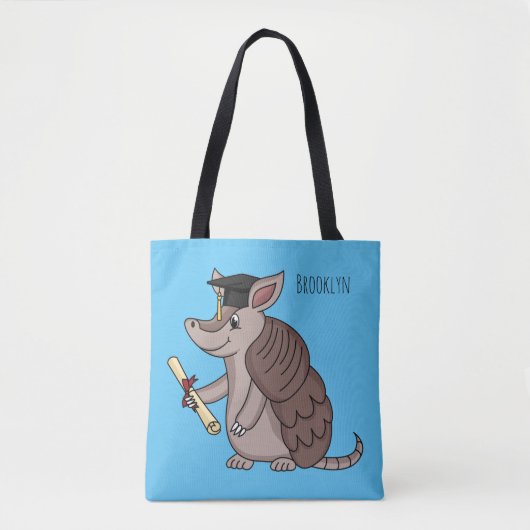 Cute armadillo with graduation cap cartoon  トートバッグ (正面)