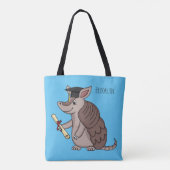 Cute armadillo with graduation cap cartoon  トートバッグ (裏面)