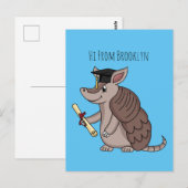 Cute armadillo with graduation cap cartoon ポストカード (正面/裏面)