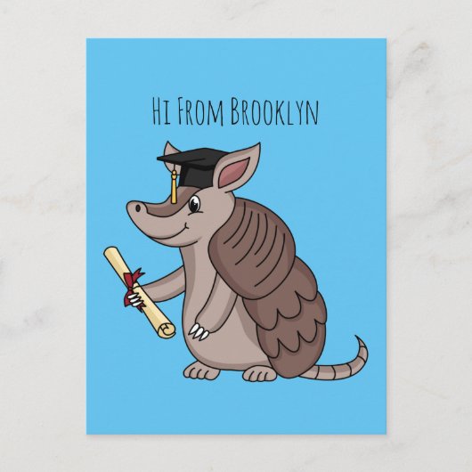 Cute armadillo with graduation cap cartoon ポストカード (正面)