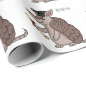 Cute armadillo with graduation cap cartoon ラッピングペーパー (ロールコーナー)