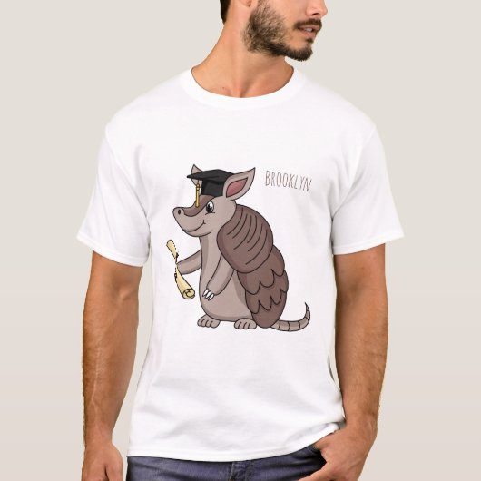 Cute armadillo with graduation cap cartoon tシャツ (正面)