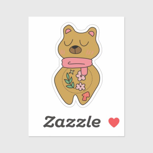 Cute Arrogant Brown Bear For Laptop and Planner シール (シート)
