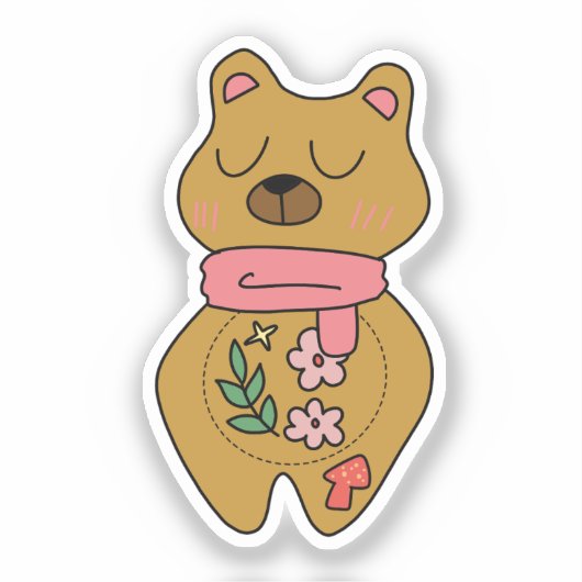 Cute Arrogant Brown Bear For Laptop and Planner シール (正面)