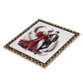 Cute Art deco couple  タイル (側面)