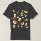 Cute Art For Ramen Noodle Avocado Sushi & Boba Tea Tシャツ (デザイン正面)