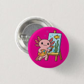 Cute Artist Axolotl painting Button 缶バッジ (正面&裏面)