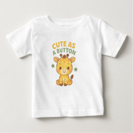 Cute as a Button – Baby Giraffe Charm ベビーTシャツ