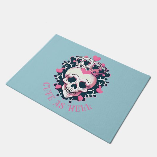 Cute as Hell Schädel mit Krone  ドアマット (アングル)