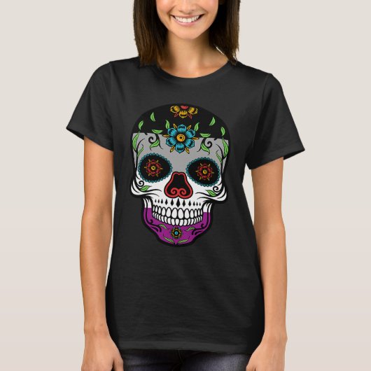 Cute asexual proud flag sugar skull tシャツ (正面)