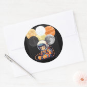 Cute Astronaut and Planets Sticker ラウンドシール (封筒)