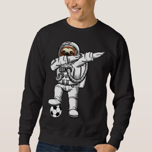 Cute Astronaut Astronomy Dabbing Sloth  Galaxy Soc スウェットシャツ (正面)