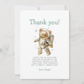 Cute Astronaut Bear Baby Shower Thank You Card 招待状 (正面)