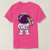 Cute Astronaut Bubble Tea In Space Tシャツ (デザイン正面)