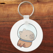 Cute Astronaut Capybara in Space Helmet Kawaii キーホルダー (正面)
