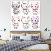 Cute Astronaut Cat Crew – Kawaii Space Cats キャンバスプリント (インサイチュ (寝室))