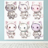 Cute Astronaut Cat Crew – Kawaii Space Cats キャンバスプリント (インサイチュ (ウッドフロア))