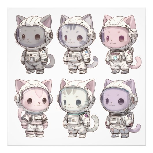 Cute Astronaut Cat Crew – Kawaii Space Cats フォトプリント (正面)