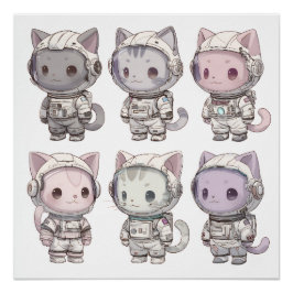 Cute Astronaut Cat Crew – Kawaii Space Cats ポスター