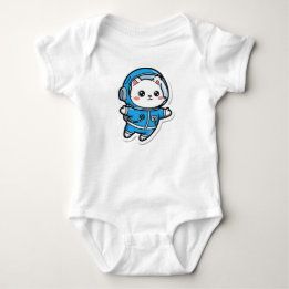 Cute Astronaut Cat Custom Photo Baby Bodysuit ベビーボディスーツ