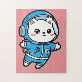 Cute Astronaut Cat Custom Photo Jigsaw Puzzle ジグソーパズル